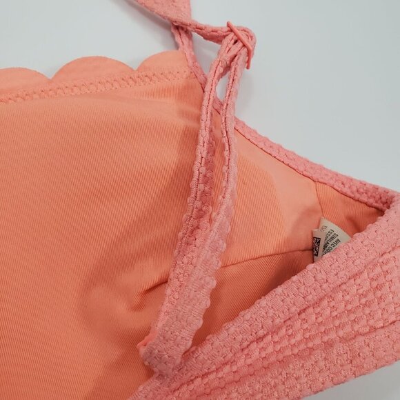 Aerie Women's‎ Light Coral Textured Scalloped Edge Bandeau Bikini Top Size S - Picture 3 of 6
